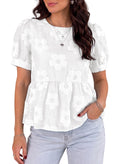 Dokotoo Women's Boho Floral Dressy Tops Summer Puff Sleeve Shirts Blouses