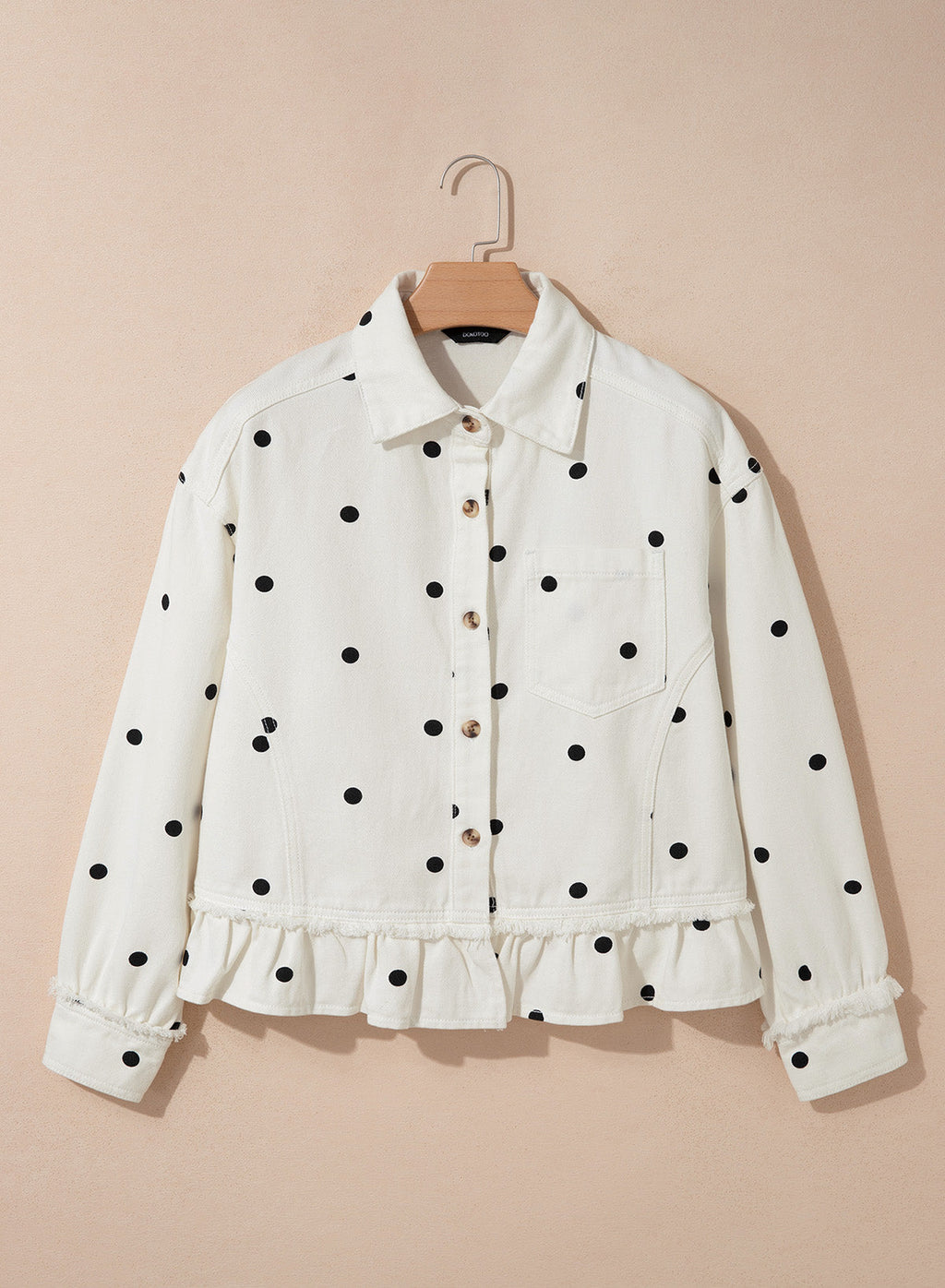 Dokotoo Womens Denim Jacket Ruffle Hem Button Down Jean Coats