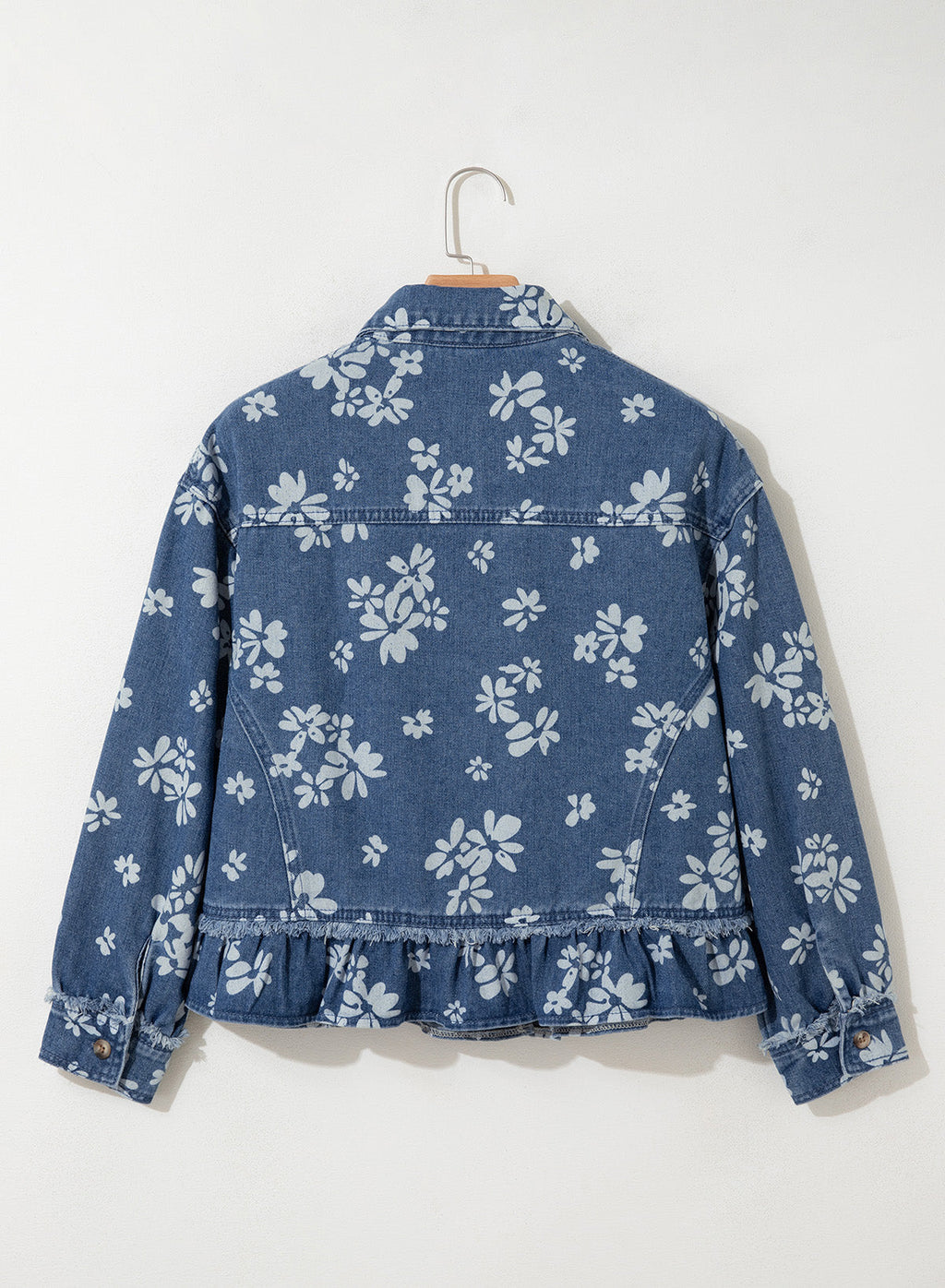 Dokotoo Womens Denim Jacket Ruffle Hem Button Down Jean Coats