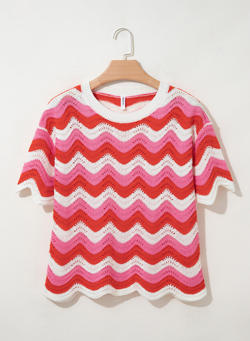 Dokotoo Women's Summer Crochet Tops 2026 Ruffle Striped Hollow Out Sweaters