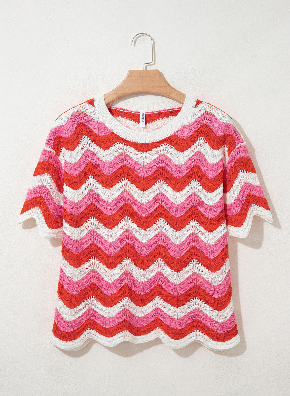 Dokotoo Women's Summer Crochet Tops 2026 Ruffle Striped Hollow Out Sweaters