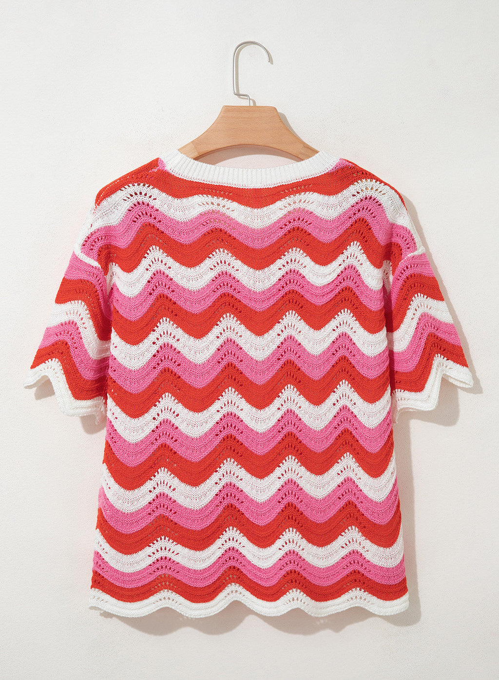 Dokotoo Women's Summer Crochet Tops 2026 Ruffle Striped Hollow Out Sweaters