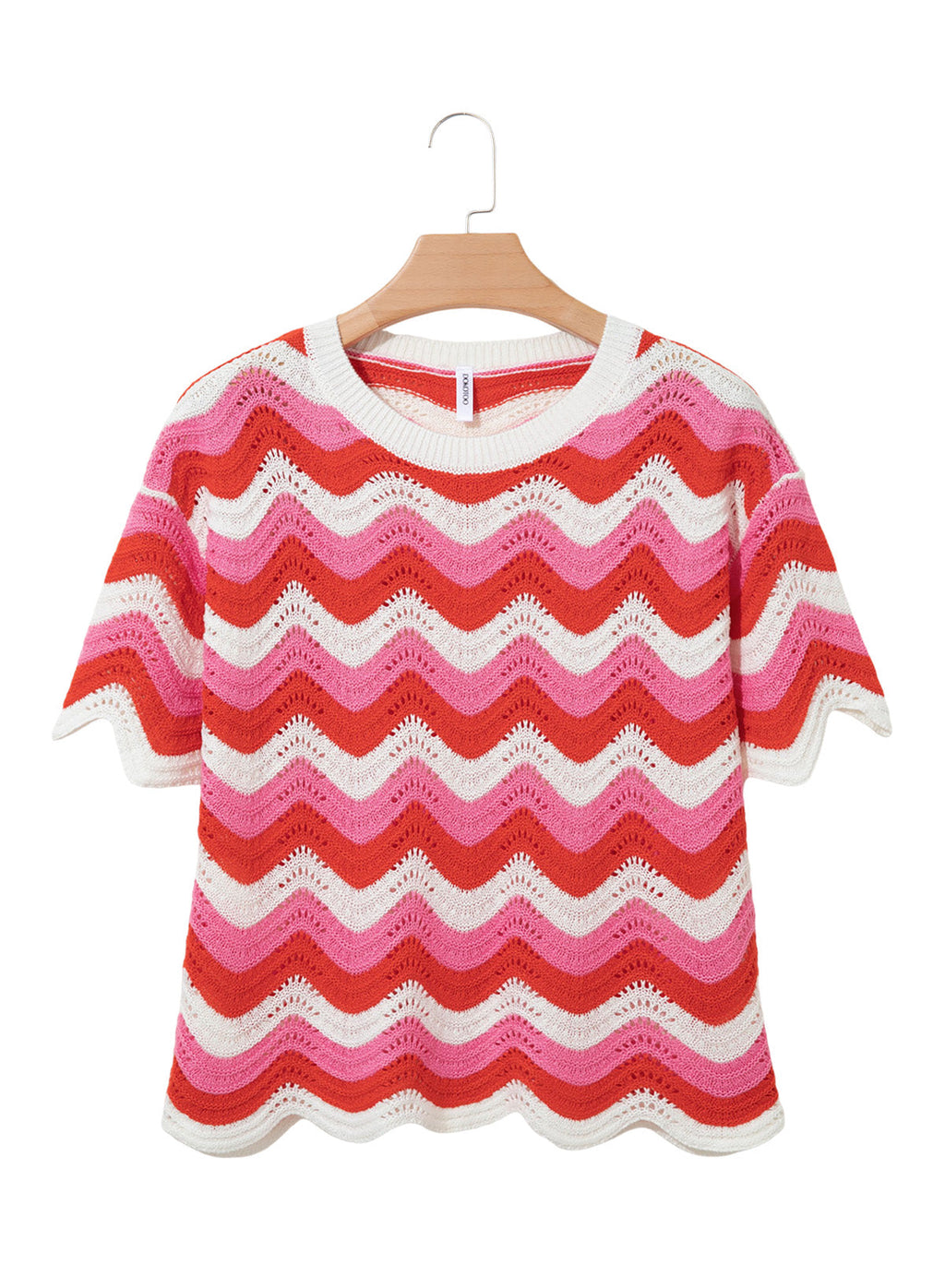 Dokotoo Women's Summer Crochet Tops 2026 Ruffle Striped Hollow Out Sweaters