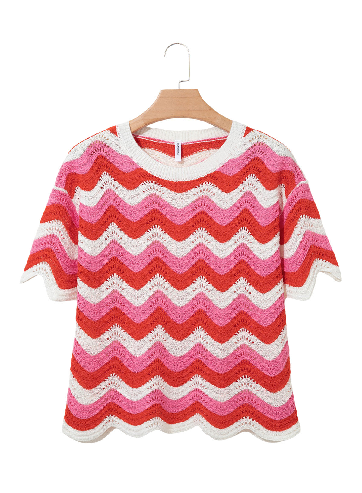 Dokotoo Women's Summer Crochet Tops 2026 Ruffle Striped Hollow Out Sweaters