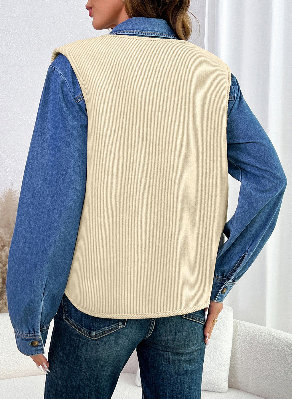 Dokotoo Vest Tops for Women Button Up Sleeveless Corduroy Vests