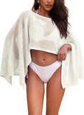 Dokotoo Women's Crochet Sweater Tops Cropped Swimsuits Cover Ups