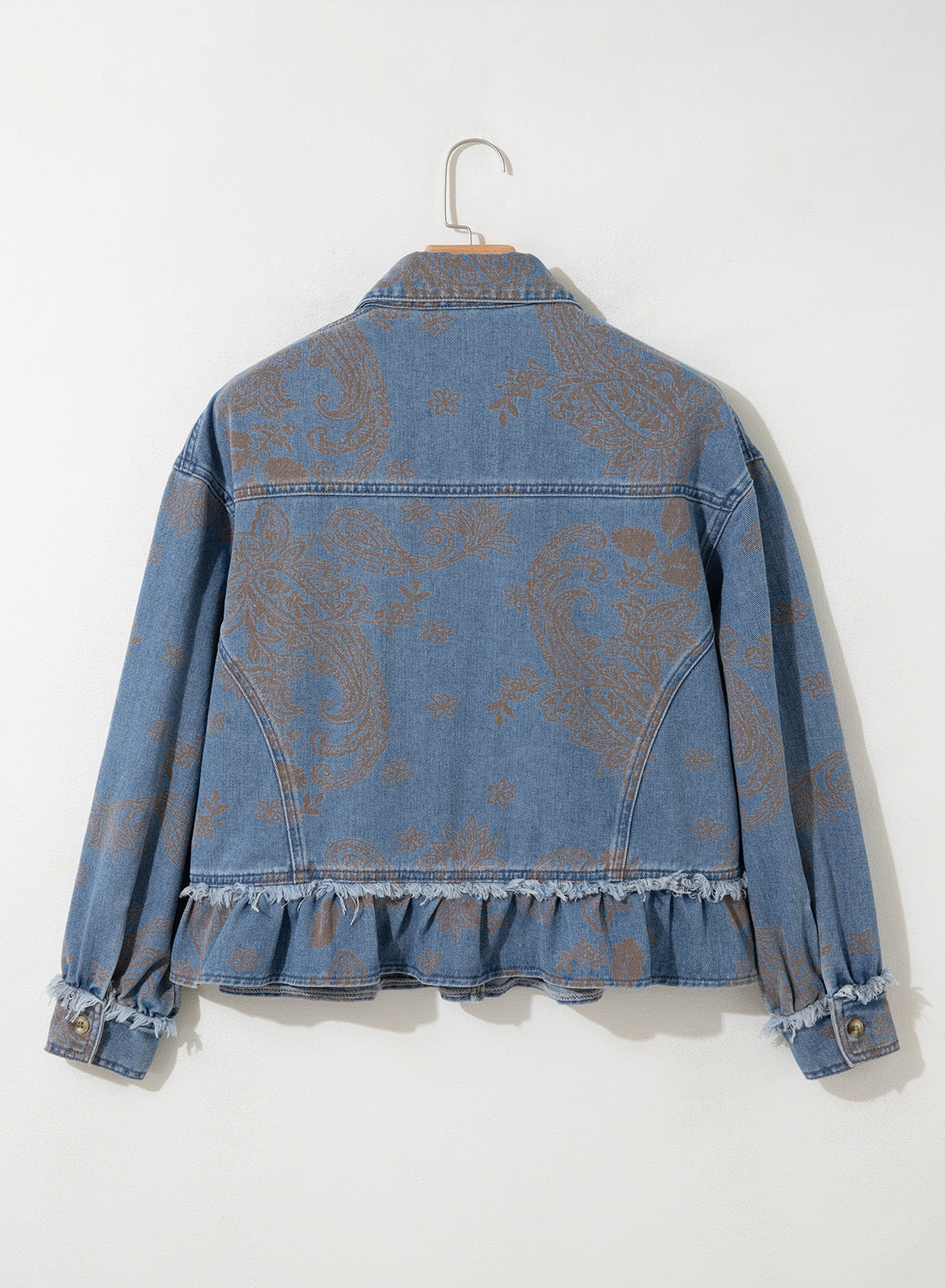 Dokotoo Womens Denim Jacket Ruffle Hem Button Down Jean Coats