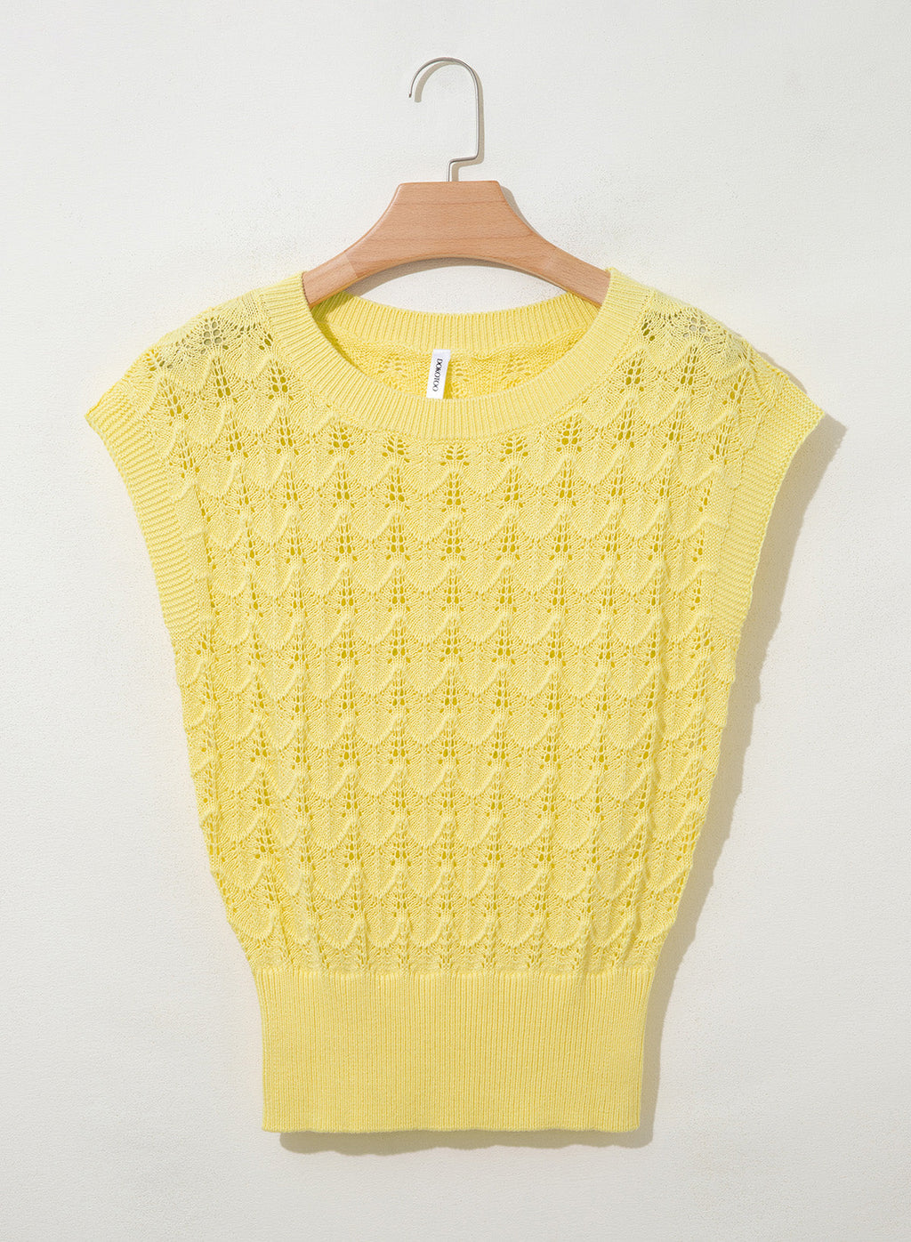 Dokotoo Women's Cap Sleeve Sweater Vest Hollow Out Crochet Knit Tops