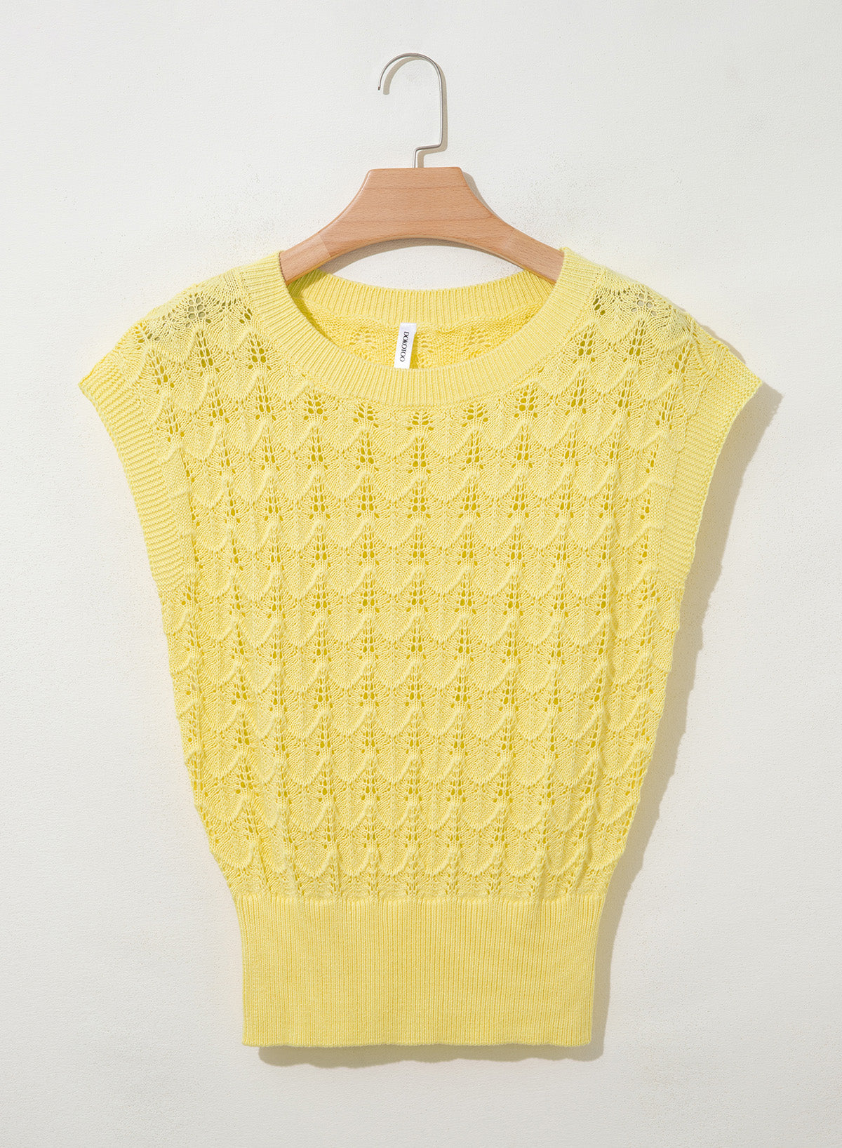 Dokotoo Women's Cap Sleeve Sweater Vest Hollow Out Crochet Knit Tops