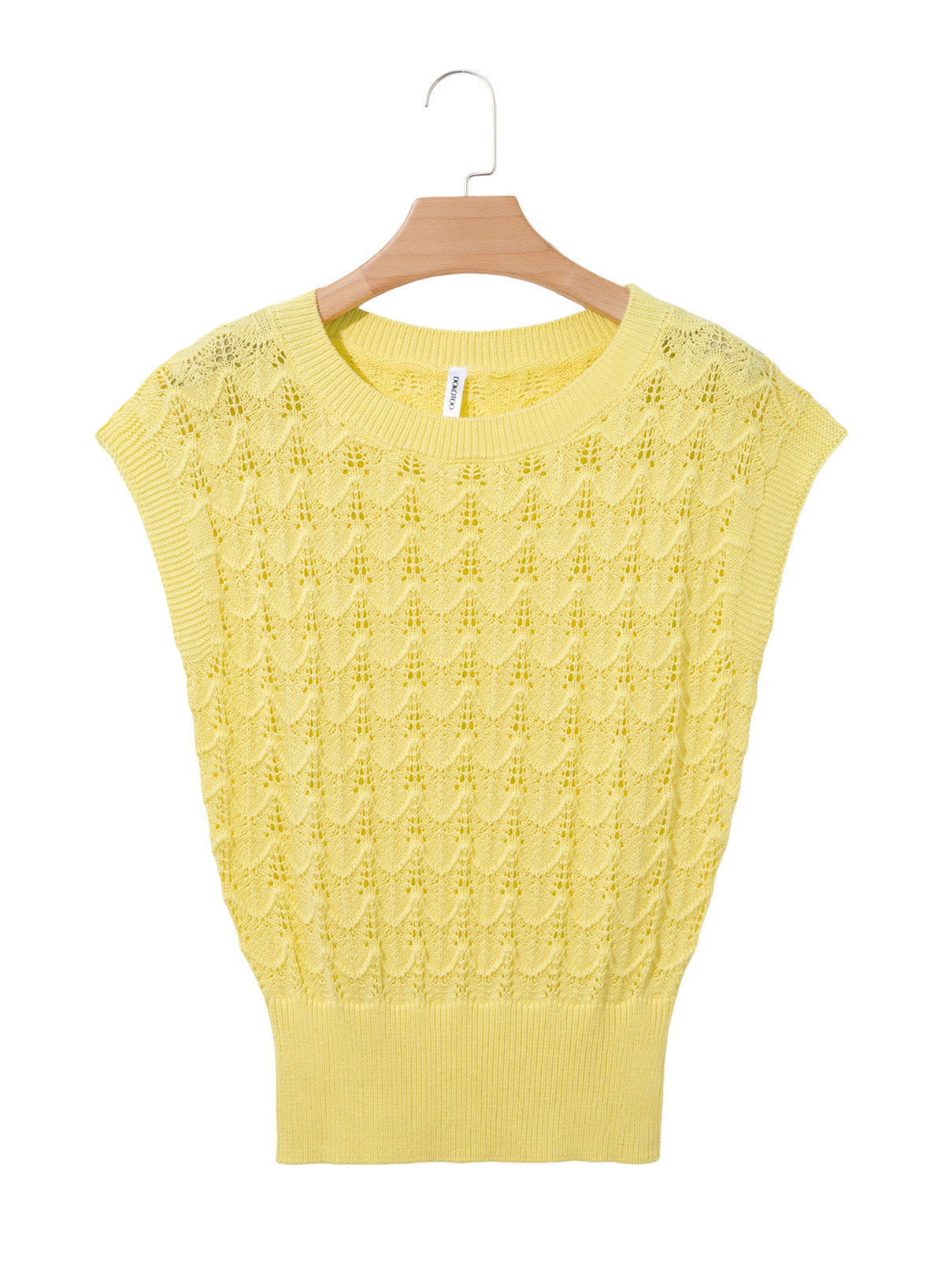 Dokotoo Women's Cap Sleeve Sweater Vest Hollow Out Crochet Knit Tops