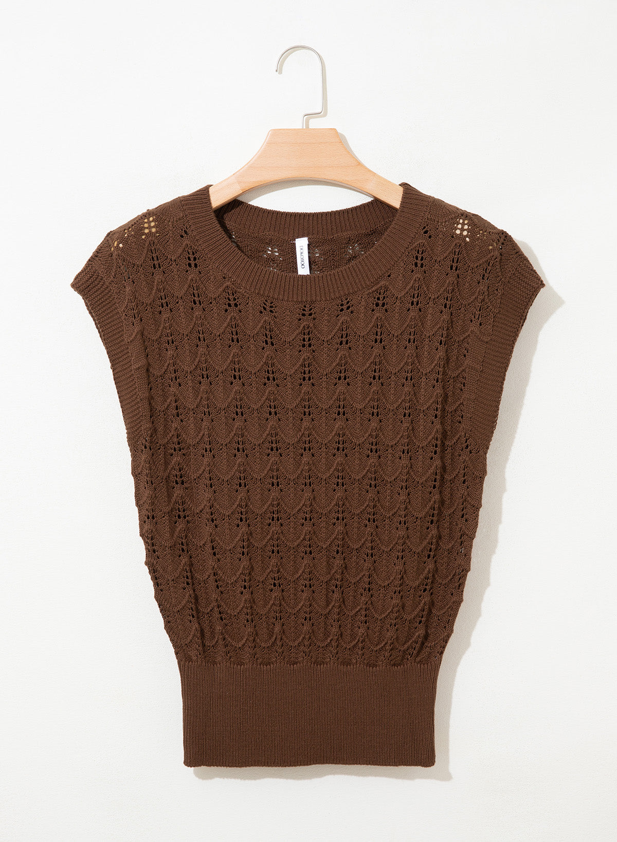 Dokotoo Women's Cap Sleeve Sweater Vest Hollow Out Crochet Knit Tops
