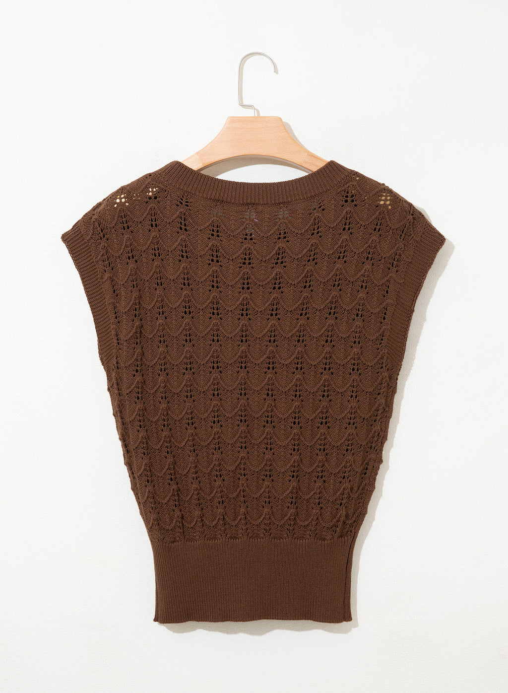Dokotoo Women's Cap Sleeve Sweater Vest Hollow Out Crochet Knit Tops