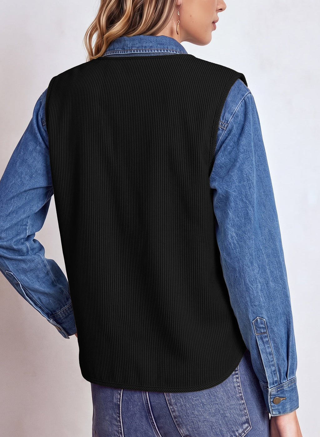 Dokotoo Vest Tops for Women Button Up Sleeveless Corduroy Vests