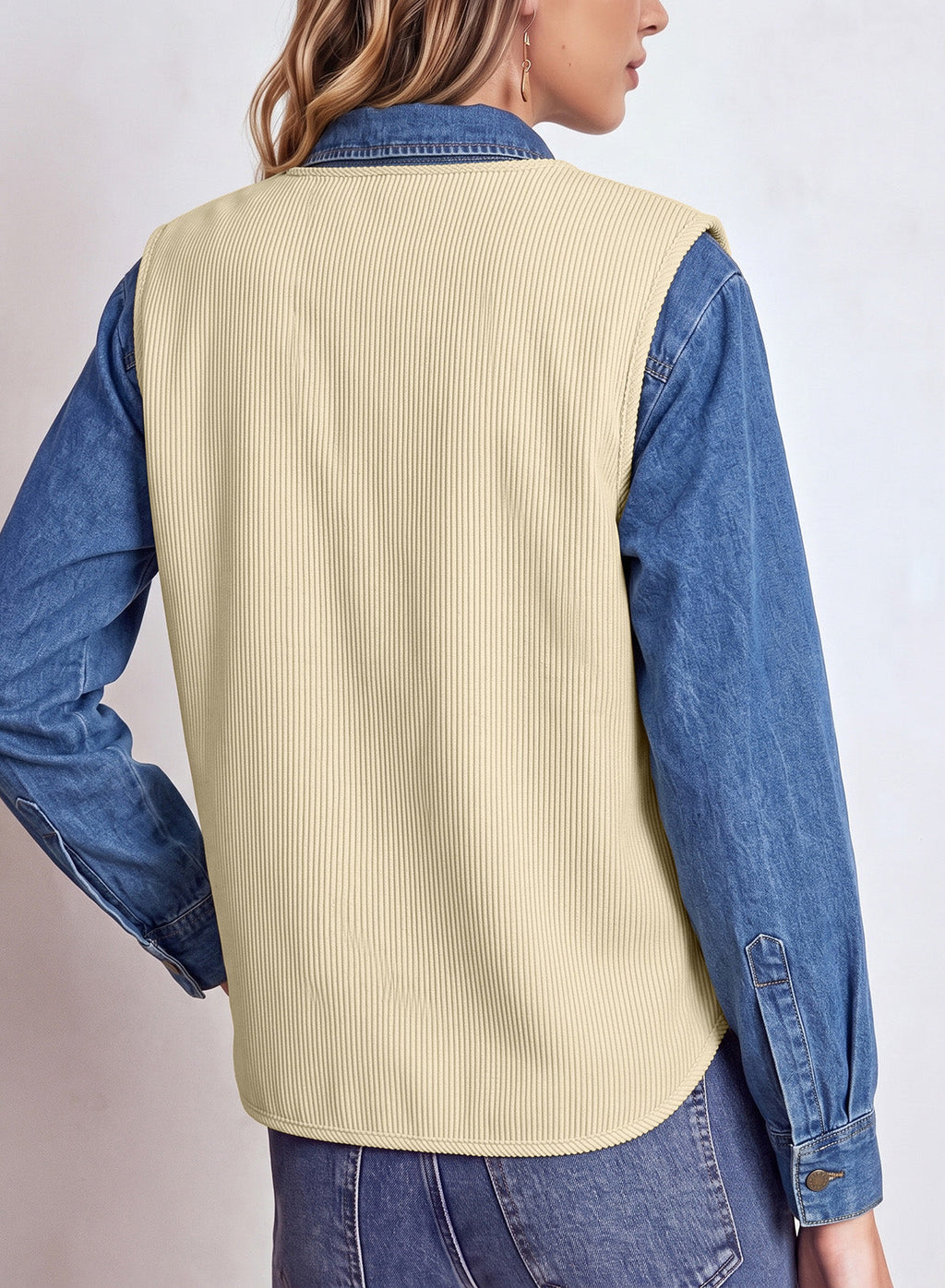 Dokotoo Vest Tops for Women Button Up Sleeveless Corduroy Vests