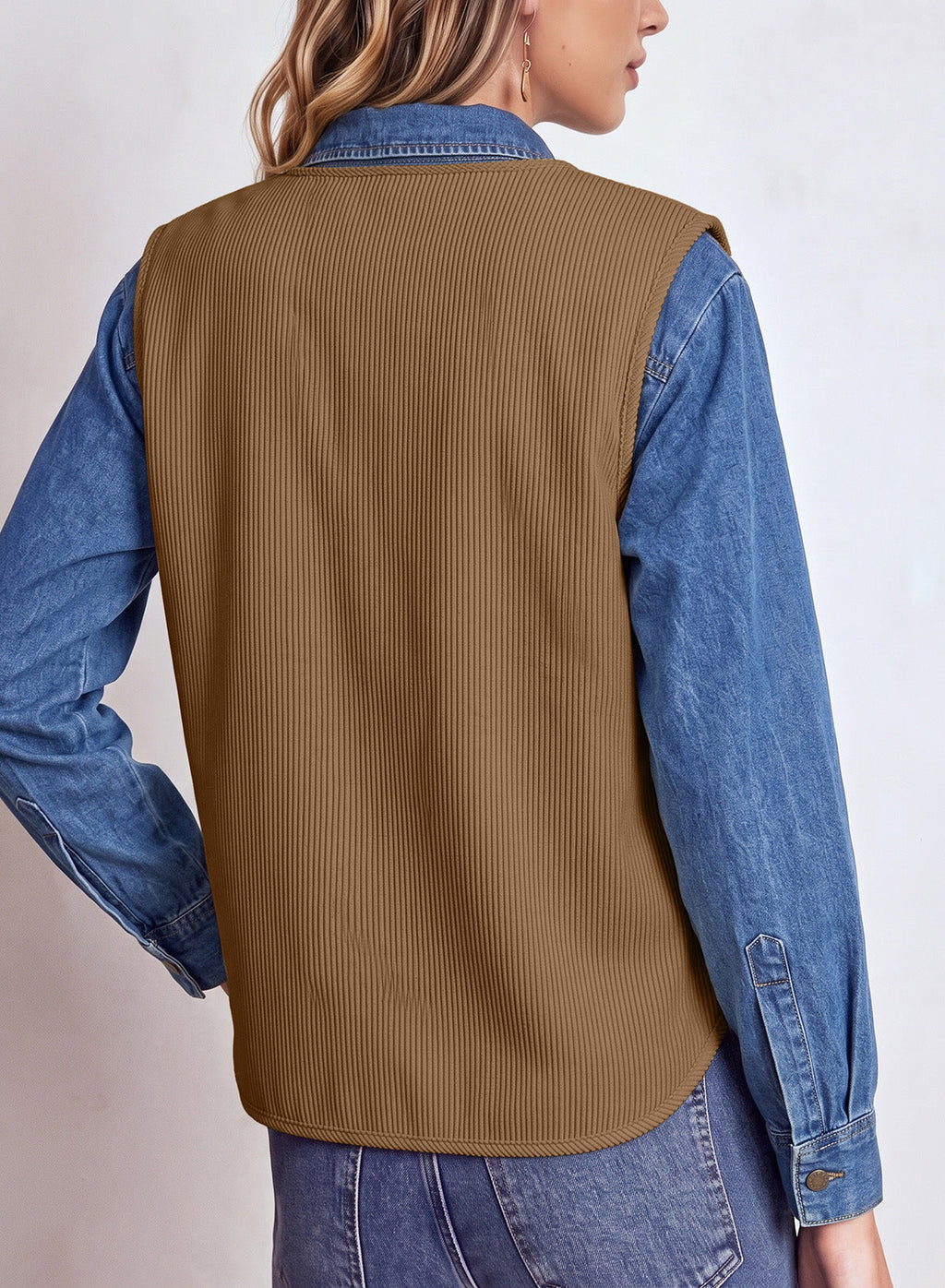 Dokotoo Vest Tops for Women Button Up Sleeveless Corduroy Vests