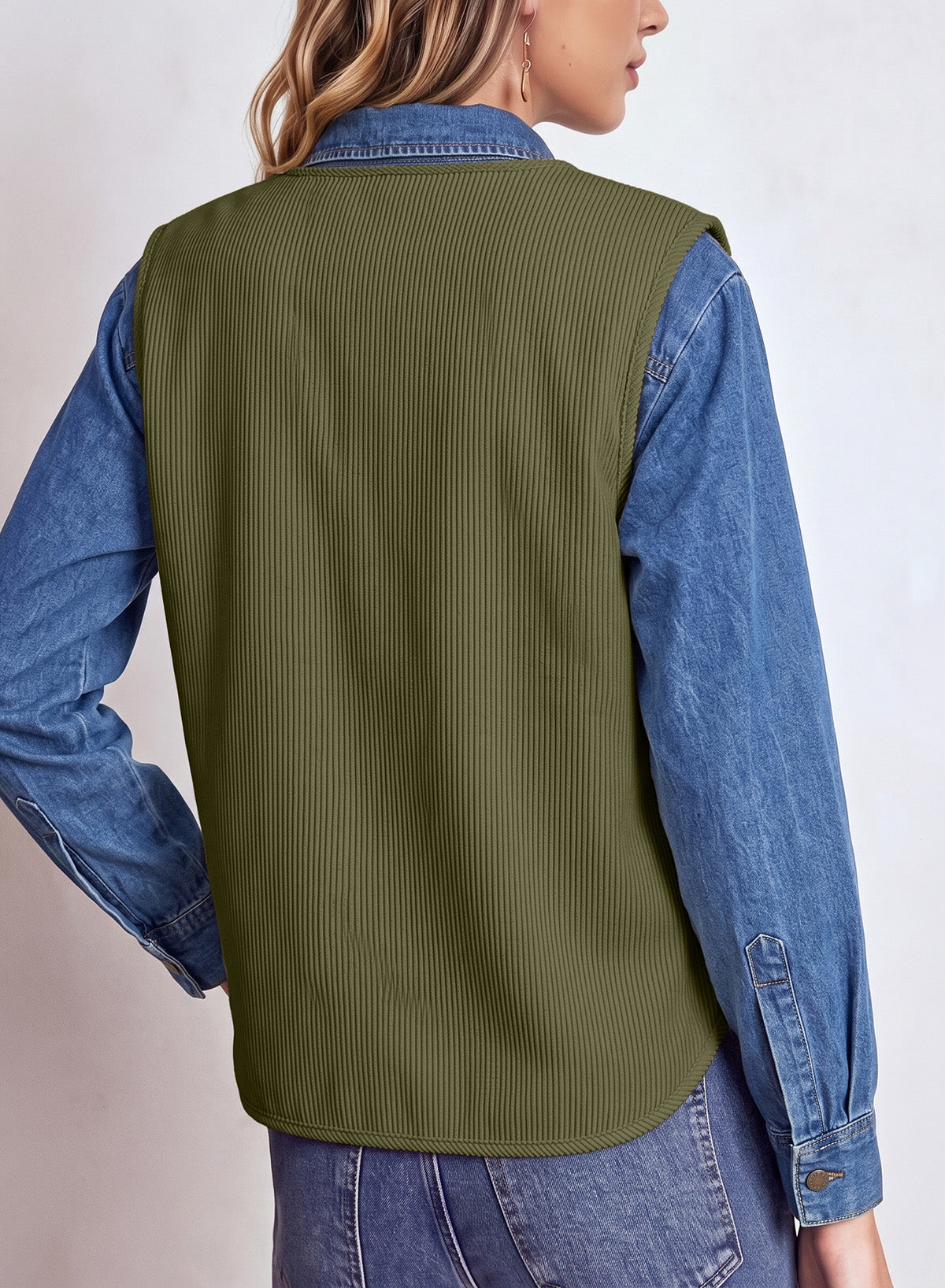 Dokotoo Vest Tops for Women Button Up Sleeveless Corduroy Vests