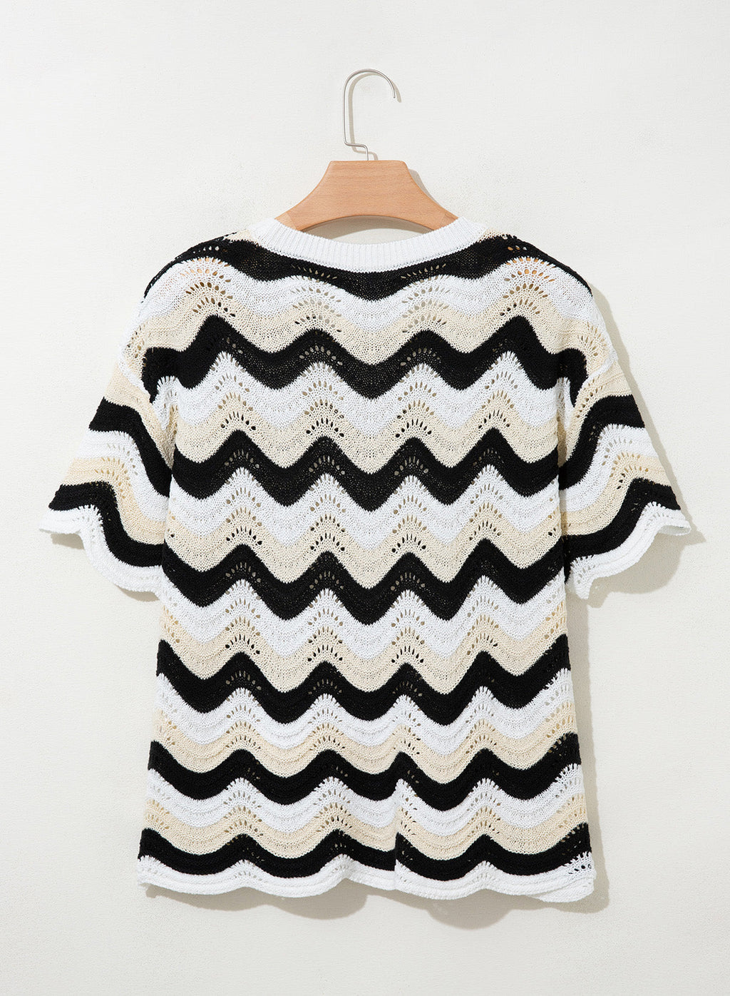 Dokotoo Women's Summer Crochet Tops 2026 Ruffle Striped Hollow Out Sweaters