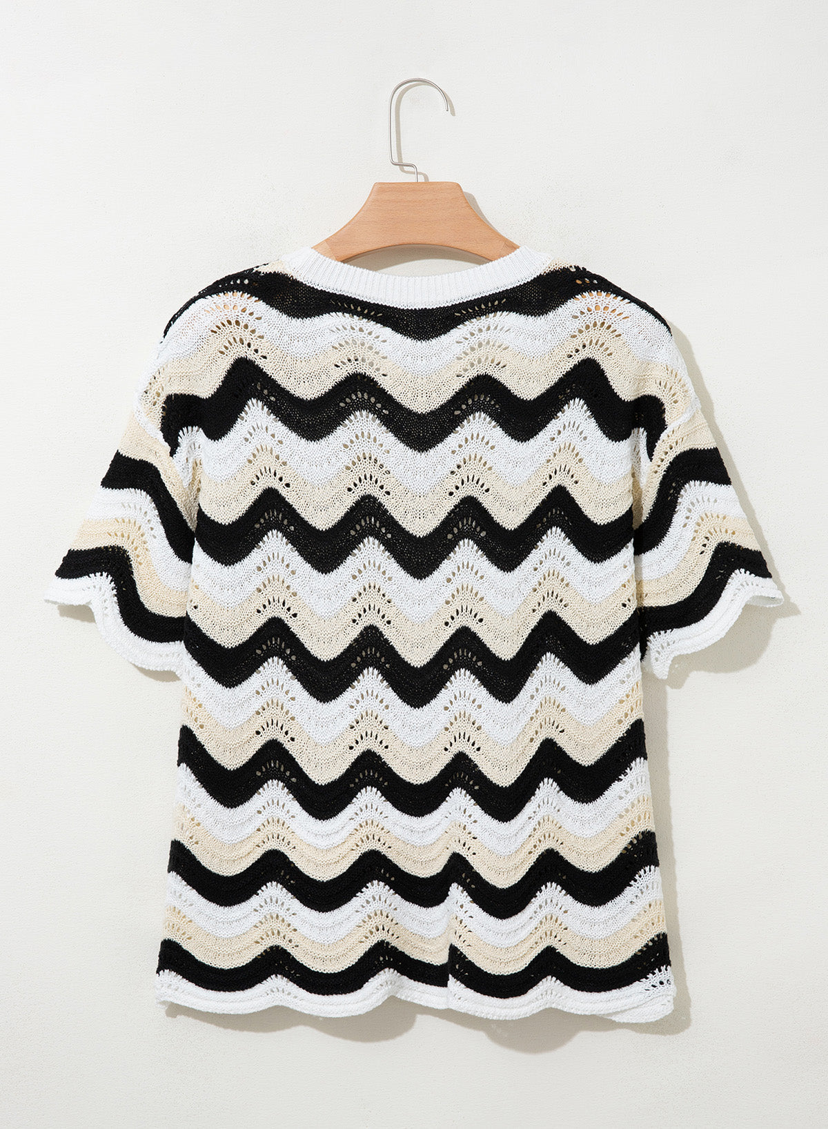 Dokotoo Women's Summer Crochet Tops 2026 Ruffle Striped Hollow Out Sweaters