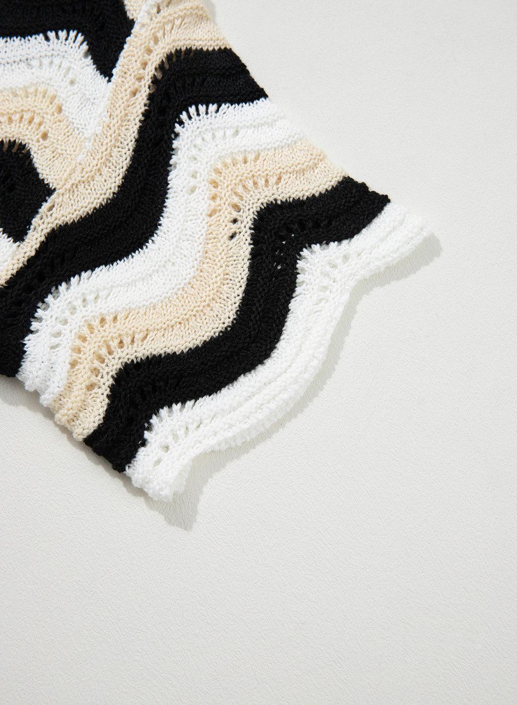 Dokotoo Women's Summer Crochet Tops 2026 Ruffle Striped Hollow Out Sweaters