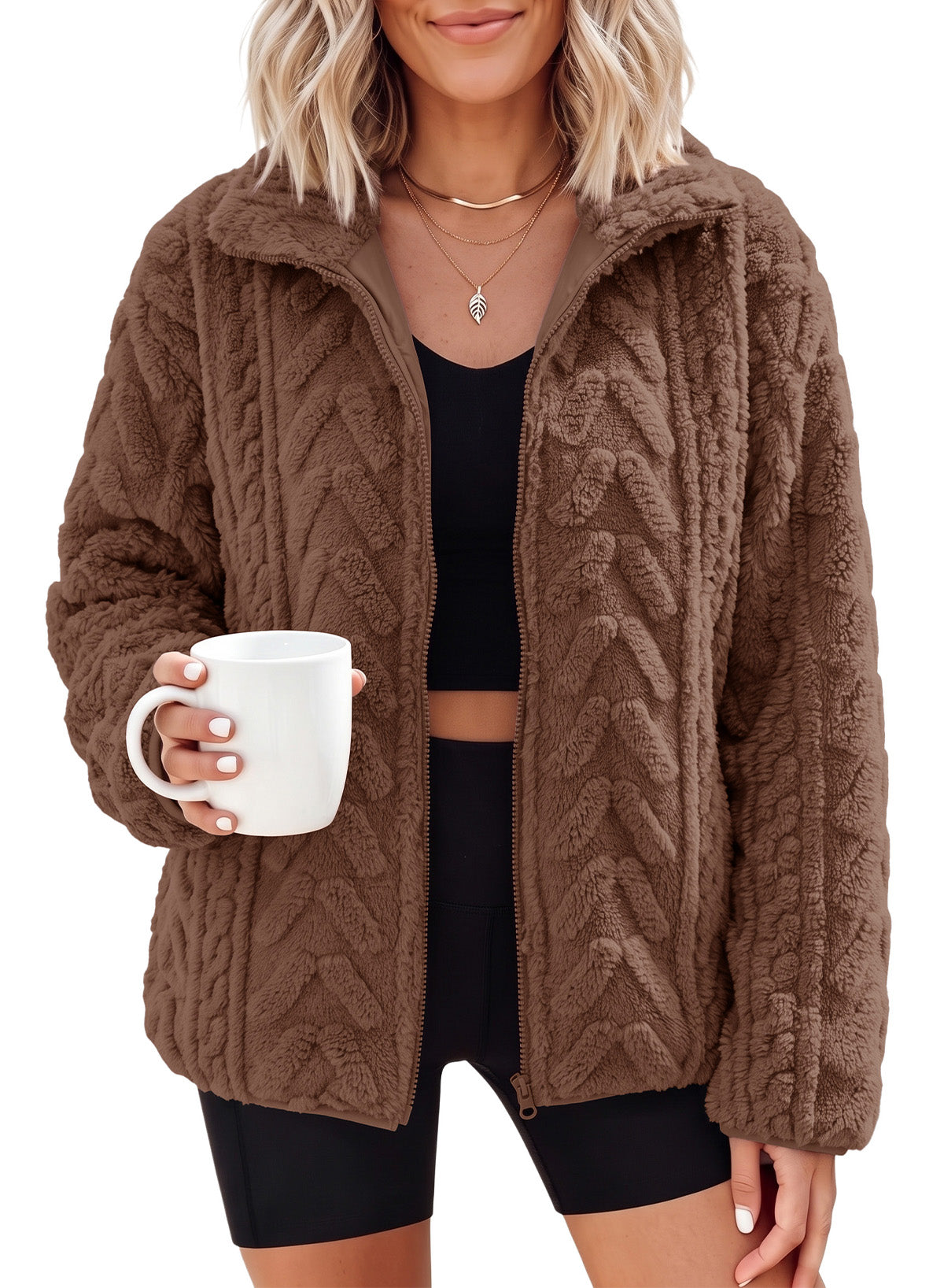 Dokotoo Winter Fleece Jacket for Women 2026 Zipper Casual Coat with Pockets
