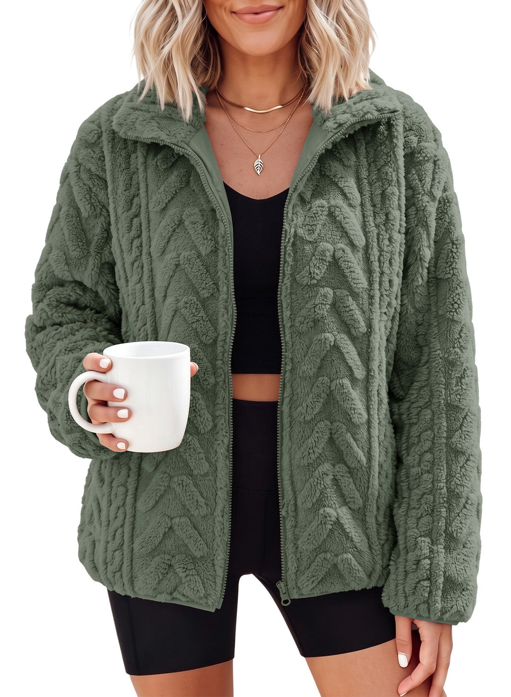 Dokotoo Winter Fleece Jacket for Women 2026 Zipper Casual Coat with Pockets