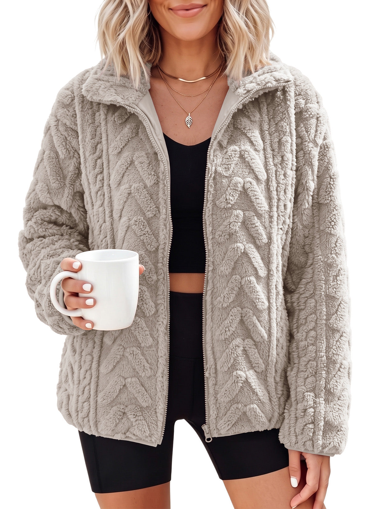 Dokotoo Winter Fleece Jacket for Women 2026 Zipper Casual Coat with Pockets