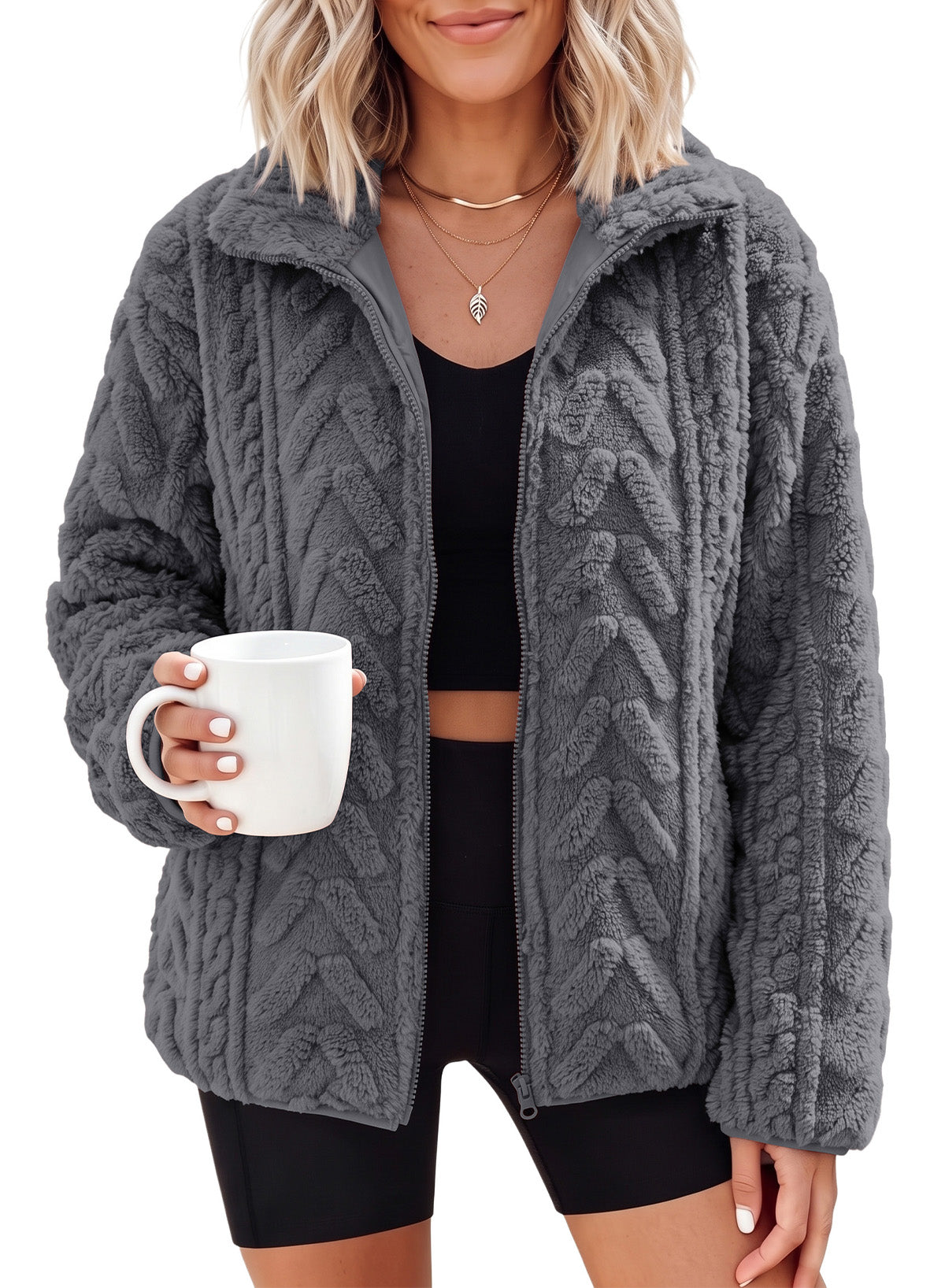 Dokotoo Winter Fleece Jacket for Women 2026 Zipper Casual Coat with Pockets