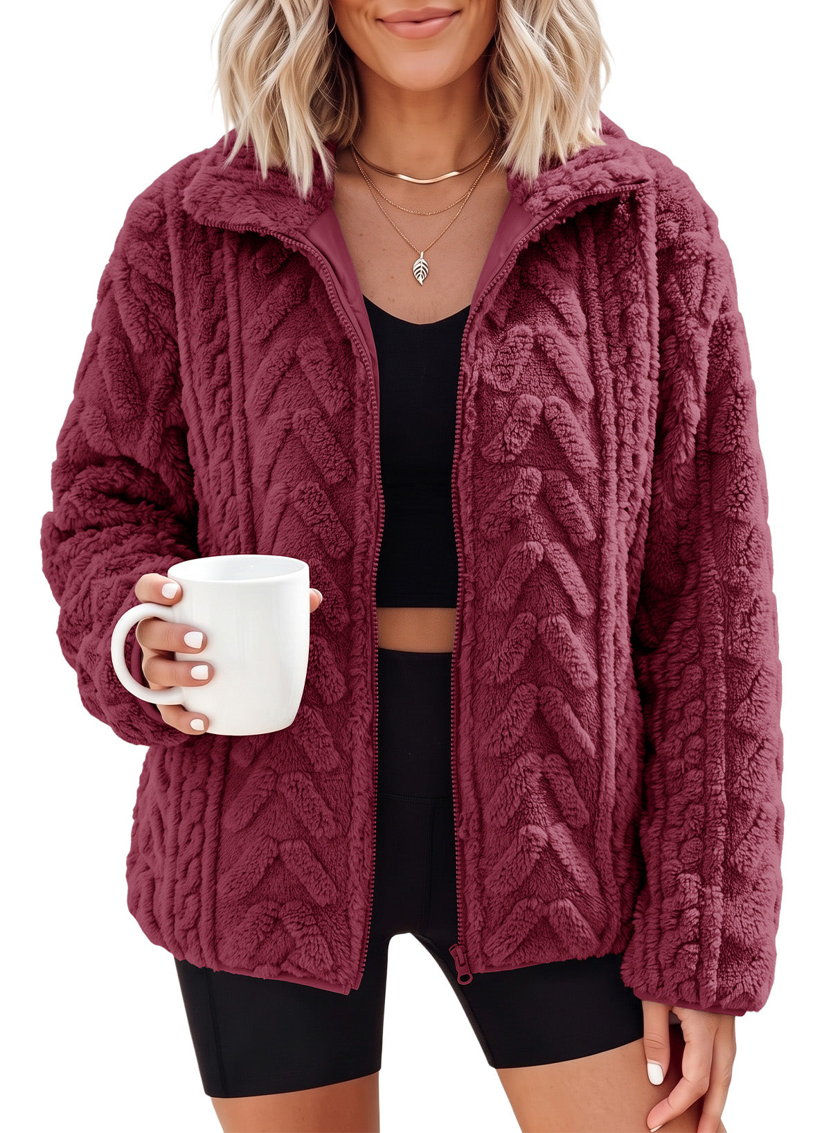 Dokotoo Winter Fleece Jacket for Women 2026 Zipper Casual Coat with Pockets