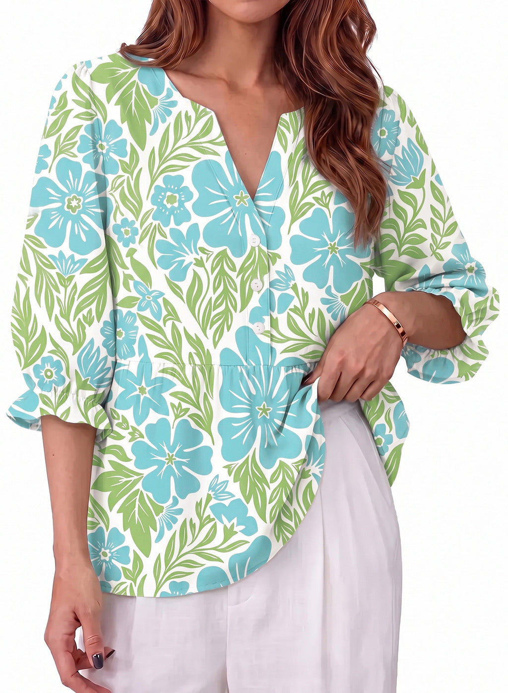 Dokotoo Women's Casual Striped Shirt 3/4 Sleeve Oversized Tops 2026 Outfits