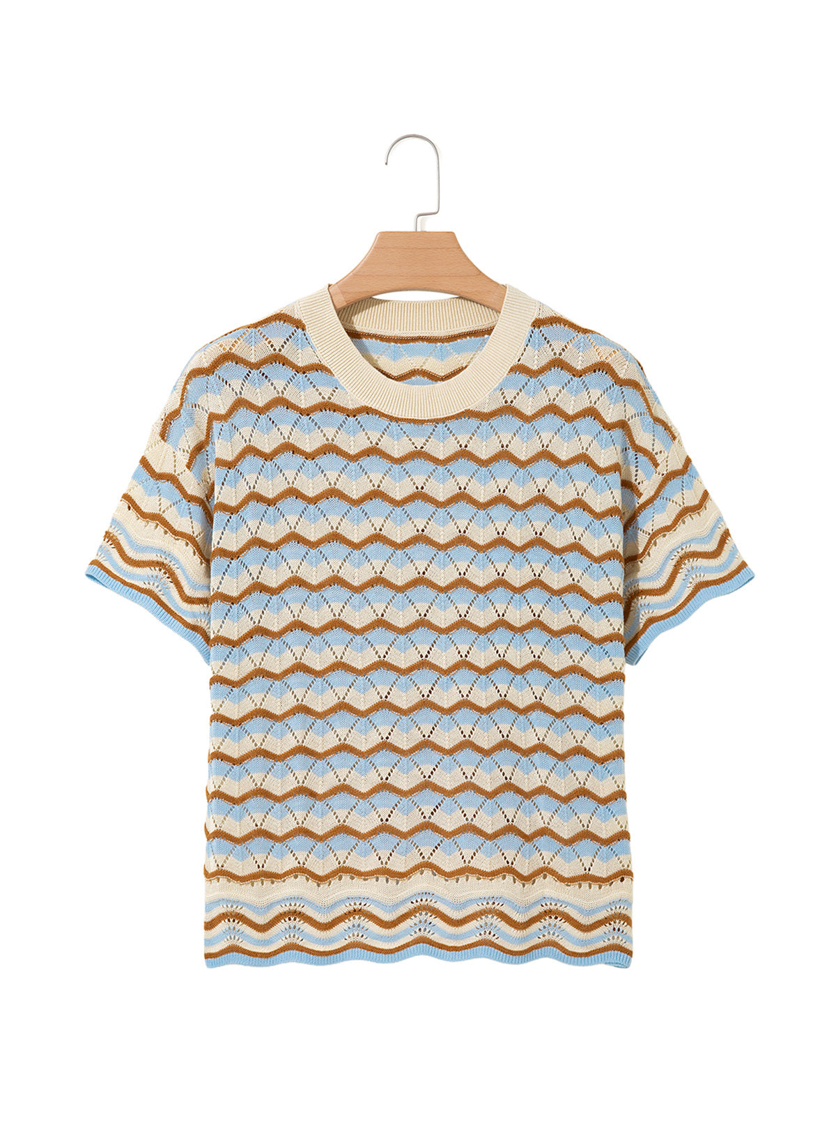 Dokotoo Women's Striped Short Sleeve Sweater Cotton Boho Summer Crochet Top