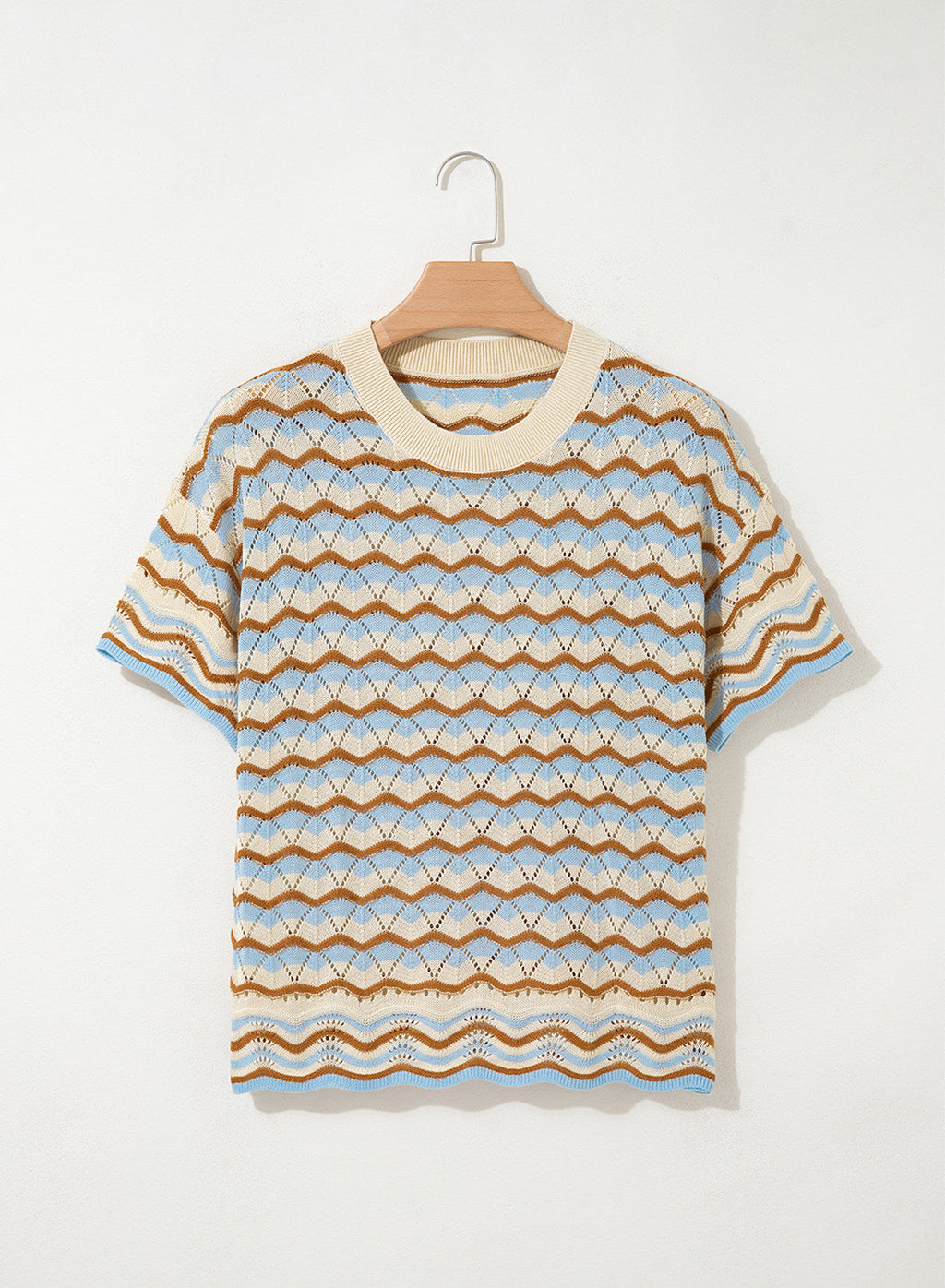 Dokotoo Women's Striped Short Sleeve Sweater Cotton Boho Summer Crochet Top