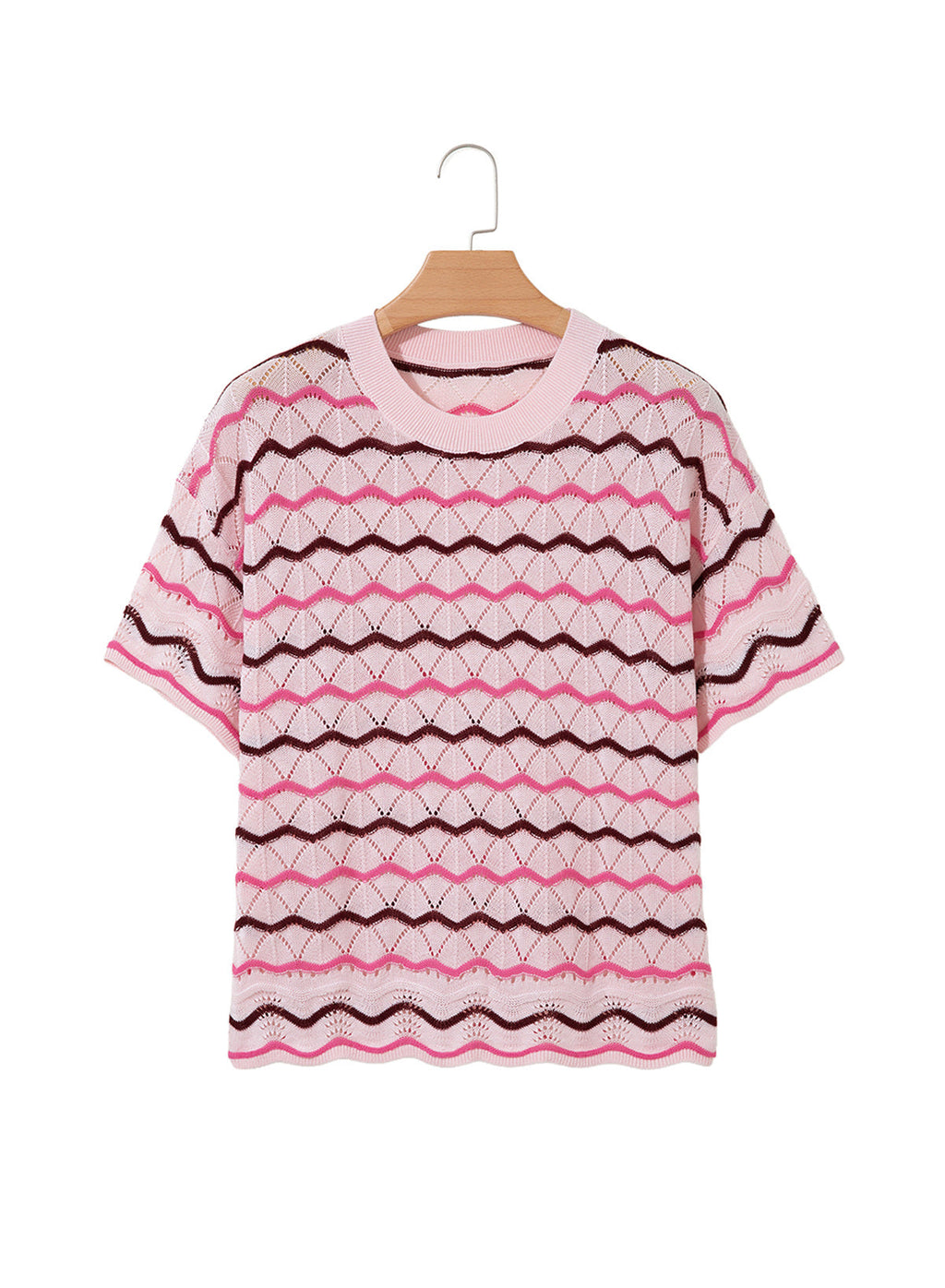 Dokotoo Women's Striped Short Sleeve Sweater Cotton Boho Summer Crochet Top