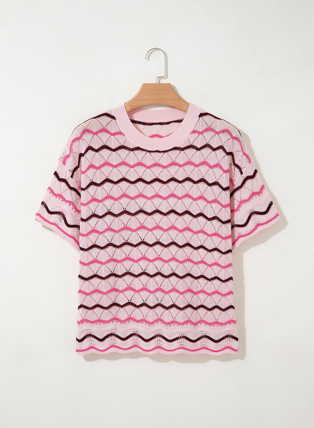 Dokotoo Women's Striped Short Sleeve Sweater Cotton Boho Summer Crochet Top