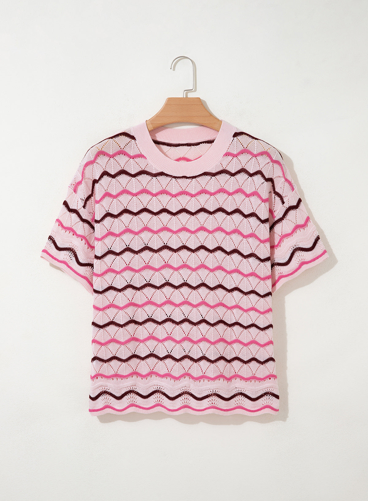Dokotoo Women's Striped Short Sleeve Sweater Cotton Boho Summer Crochet Top