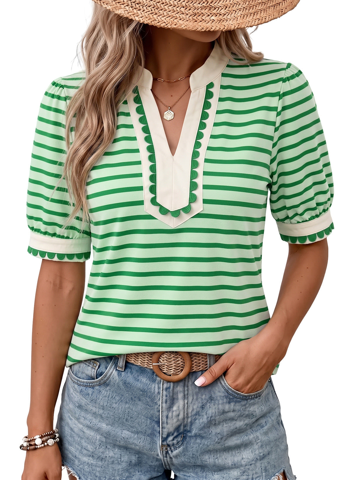 Dokotoo Women's Short Sleeve Striped T Shirt 2026 Summer Color Block Tops