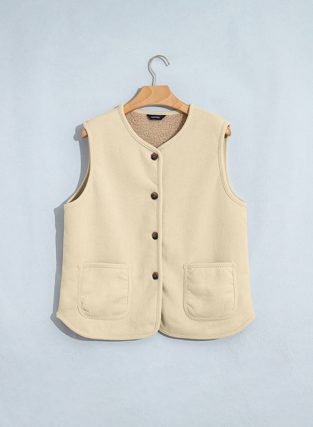 Dokotoo Vest Tops for Women Button Up Sleeveless Corduroy Vests
