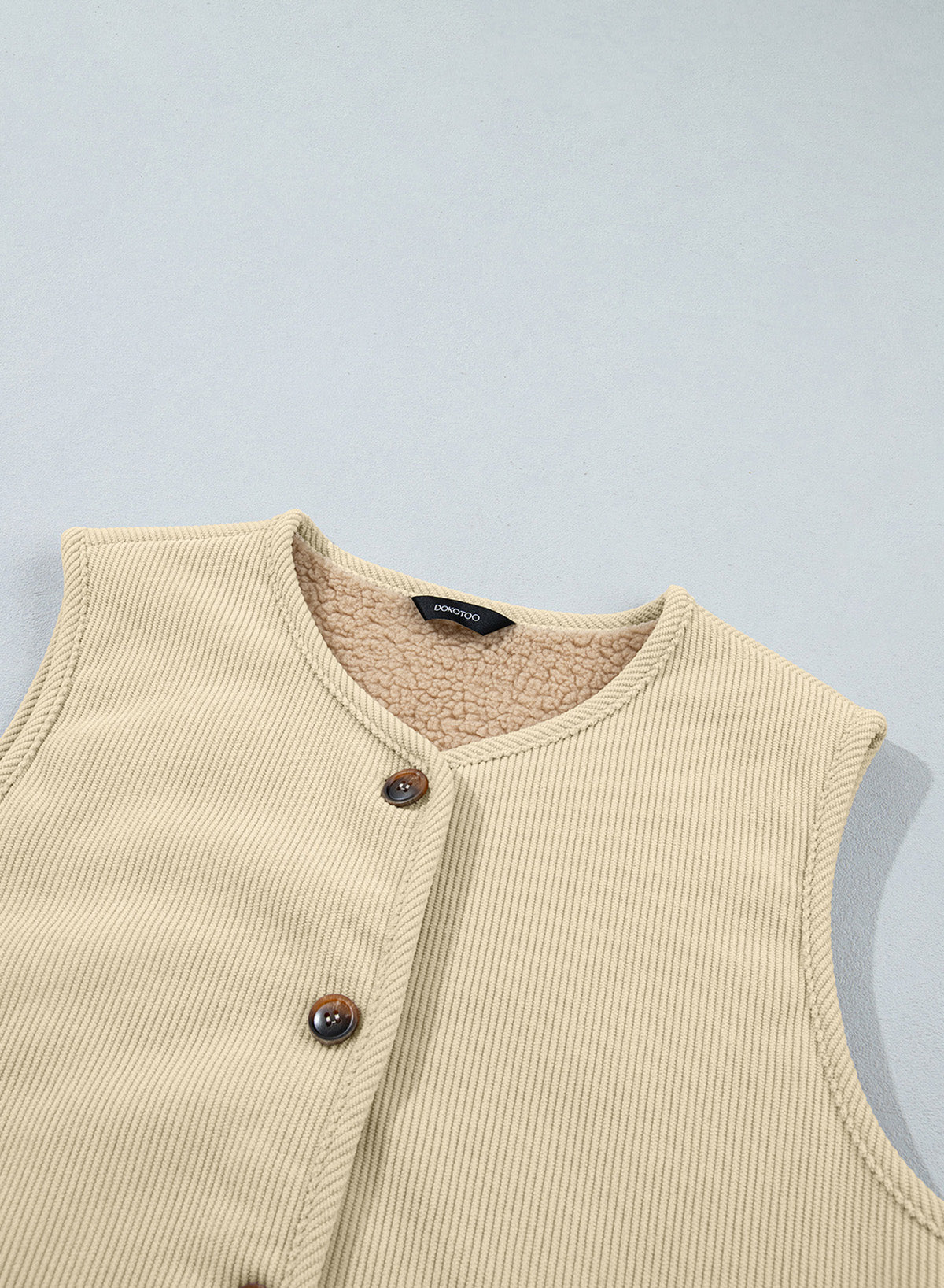 Dokotoo Vest Tops for Women Button Up Sleeveless Corduroy Vests