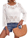 Dokotoo Women's 3/4 Sleeve Crochet Knit Tops 2026 Summer Sweaters Outfits