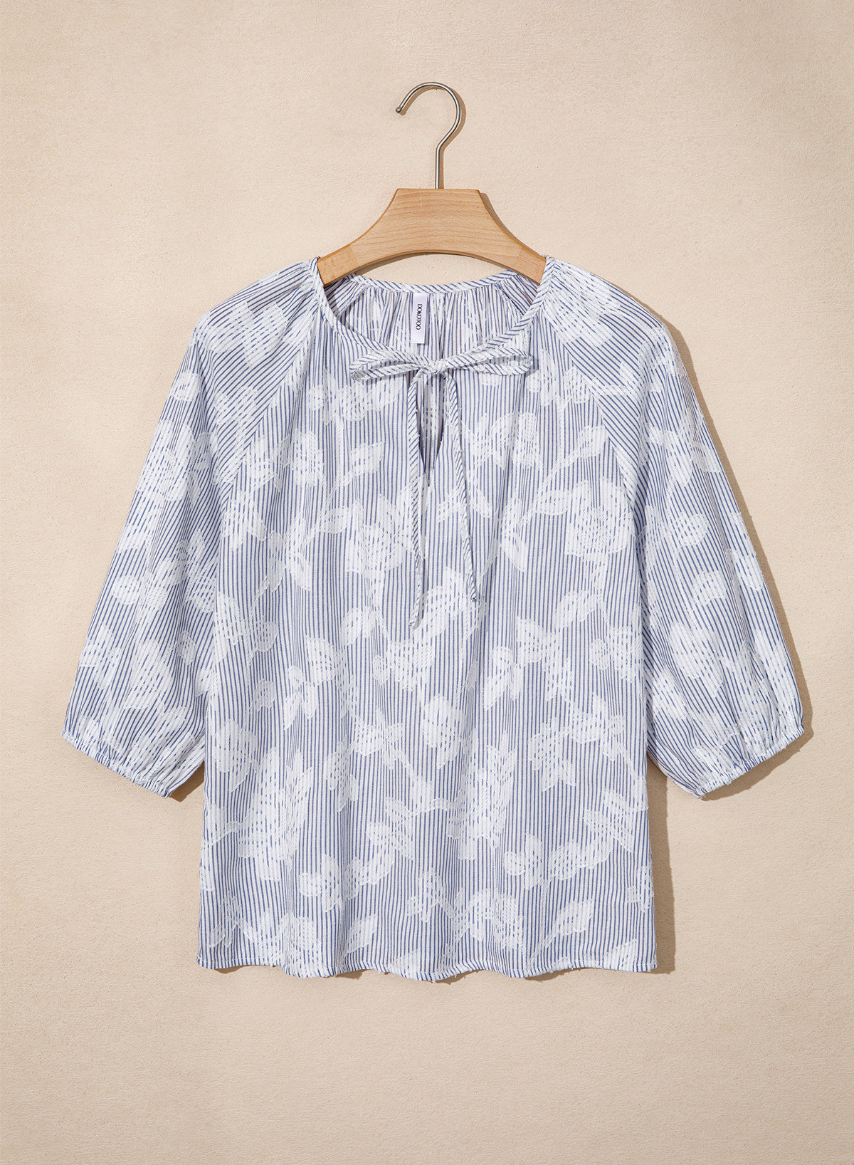 Dokotoo Womens Summer 3/4 Length Sleeve Oversized Striped Tops Blouses 2026