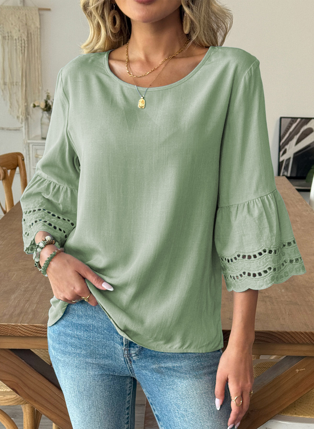 Dokotoo Womens Half Sleeve Hollow Out Ruffle Shirts 2026 Fall Tops Blouses