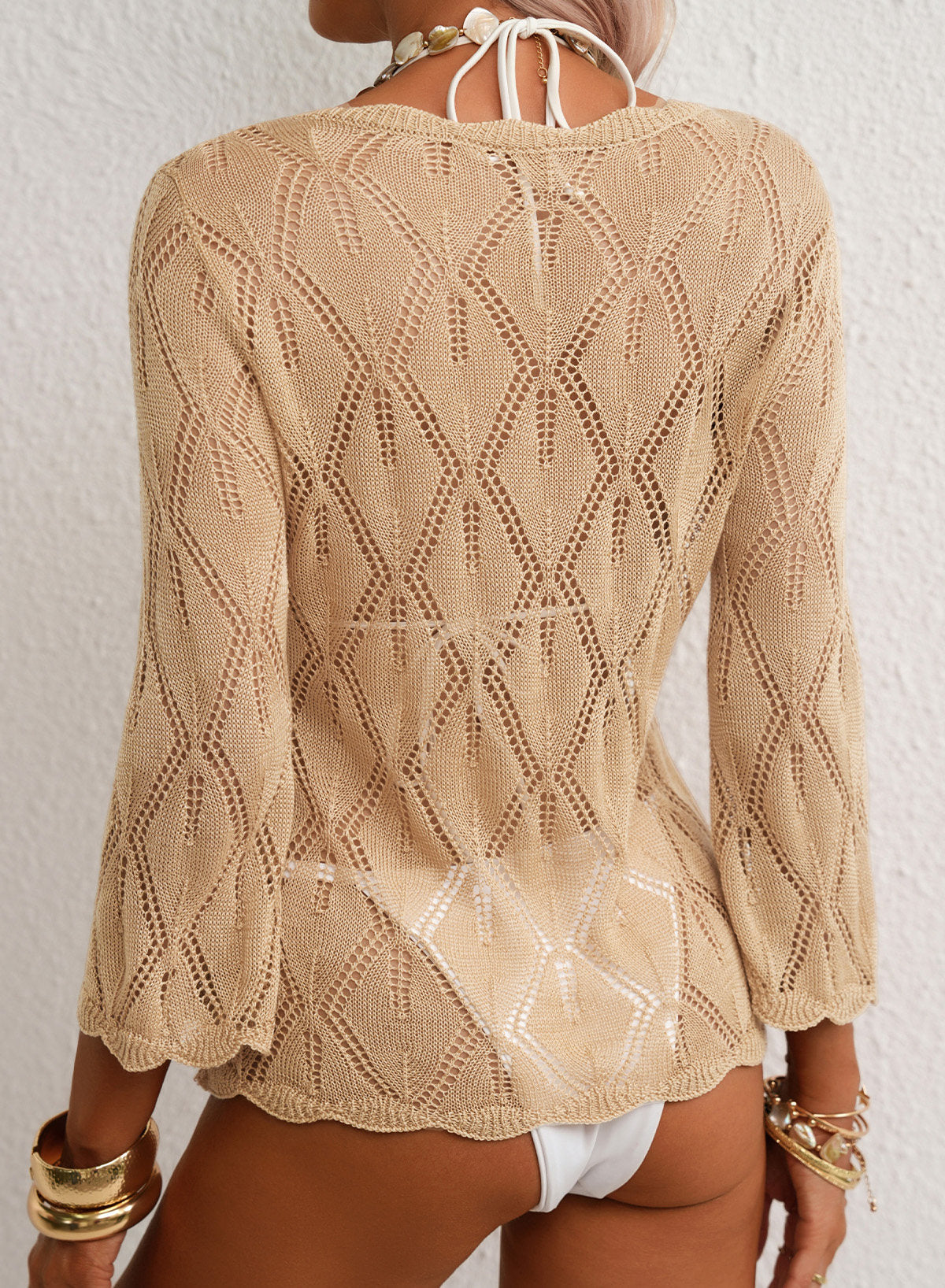 Dokotoo Women's 3/4 Sleeve Crochet Knit Tops 2026 Summer Sweaters Outfits