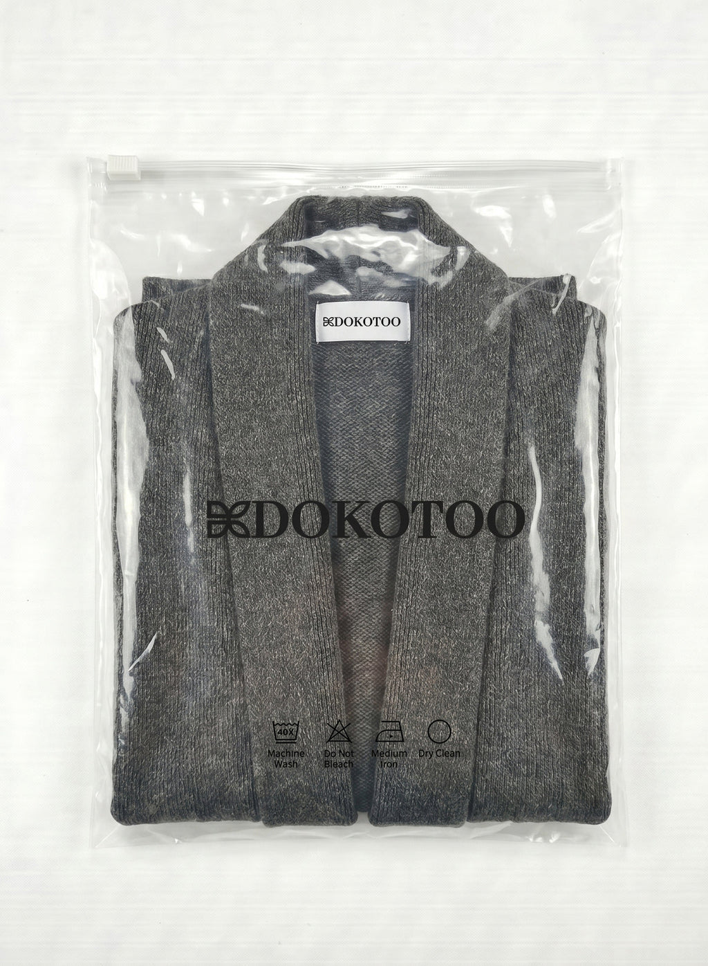 DOKOTOO Women's Dark Gray Shawl Collar Open Front Coatigan, Chunky Knit Long Cardigan Coat with Pockets, Casual Warm Fall Winter Outerwear