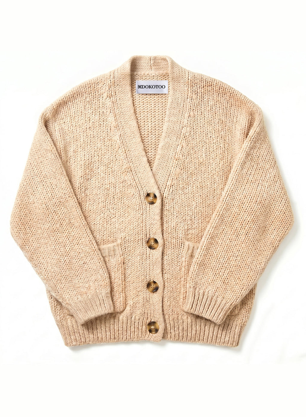 DOKOTOO Women's Oversized Chunky Knit Cardigan Sweater, V Neck Button Down Open Front Cardigan with Pockets, Casual Loose Fit Knitwear