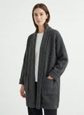 DOKOTOO Women's Dark Gray Shawl Collar Open Front Coatigan, Chunky Knit Long Cardigan Coat with Pockets, Casual Warm Fall Winter Outerwear