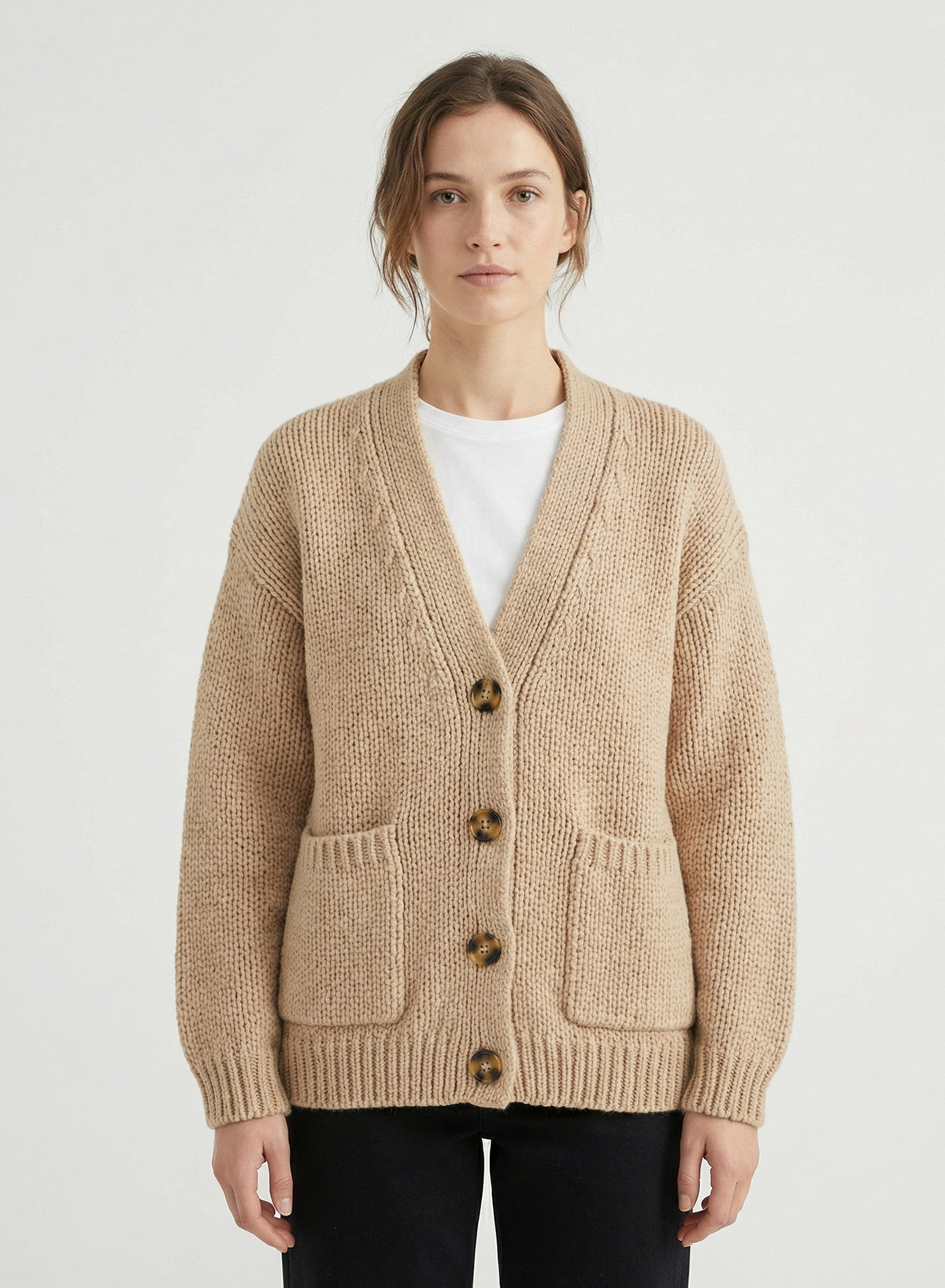 DOKOTOO Women's Oversized Chunky Knit Cardigan Sweater, V Neck Button Down Open Front Cardigan with Pockets, Casual Loose Fit Knitwear