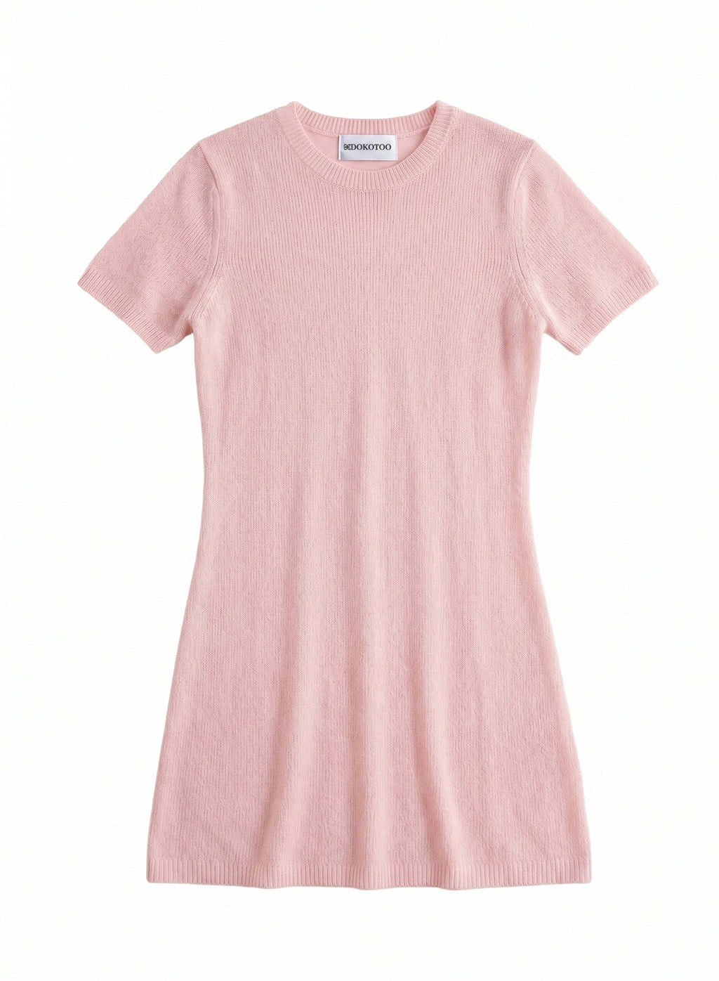 DOKOTOO Women's Pink Ribbed Knit Bodycon Mini Dress, Short Sleeve Casual Sweater Dress, Spring Everyday Outfit